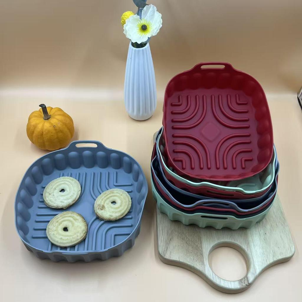 Minimalist Solid Color Silicone Air Fryer Baking Mat and Pizza Pan
