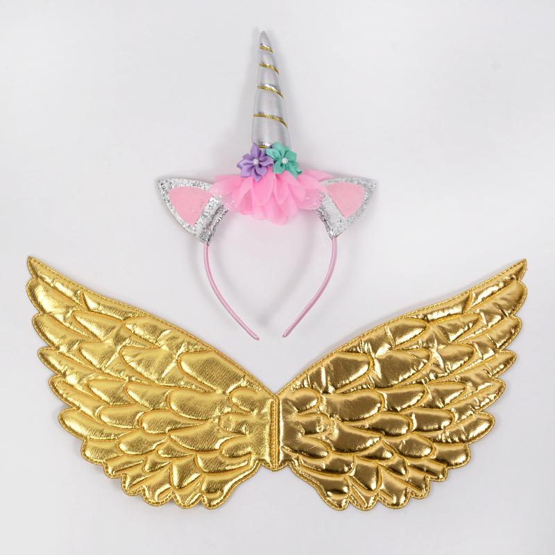 Regenboog Eenhoorn Engelenvleugels Haarband Voor Meisjes Eenhoorn Thema Verjaardagsfeest Decoratie Benodigdheden Kinder Cadeau Fee Cosplay Requisieten