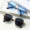 Men's Vintage Steampunk Driving Sun Glasses Square Metal Frame Sun Glasses with Spring Hinges Women Trendy Shades Driver Glasses
