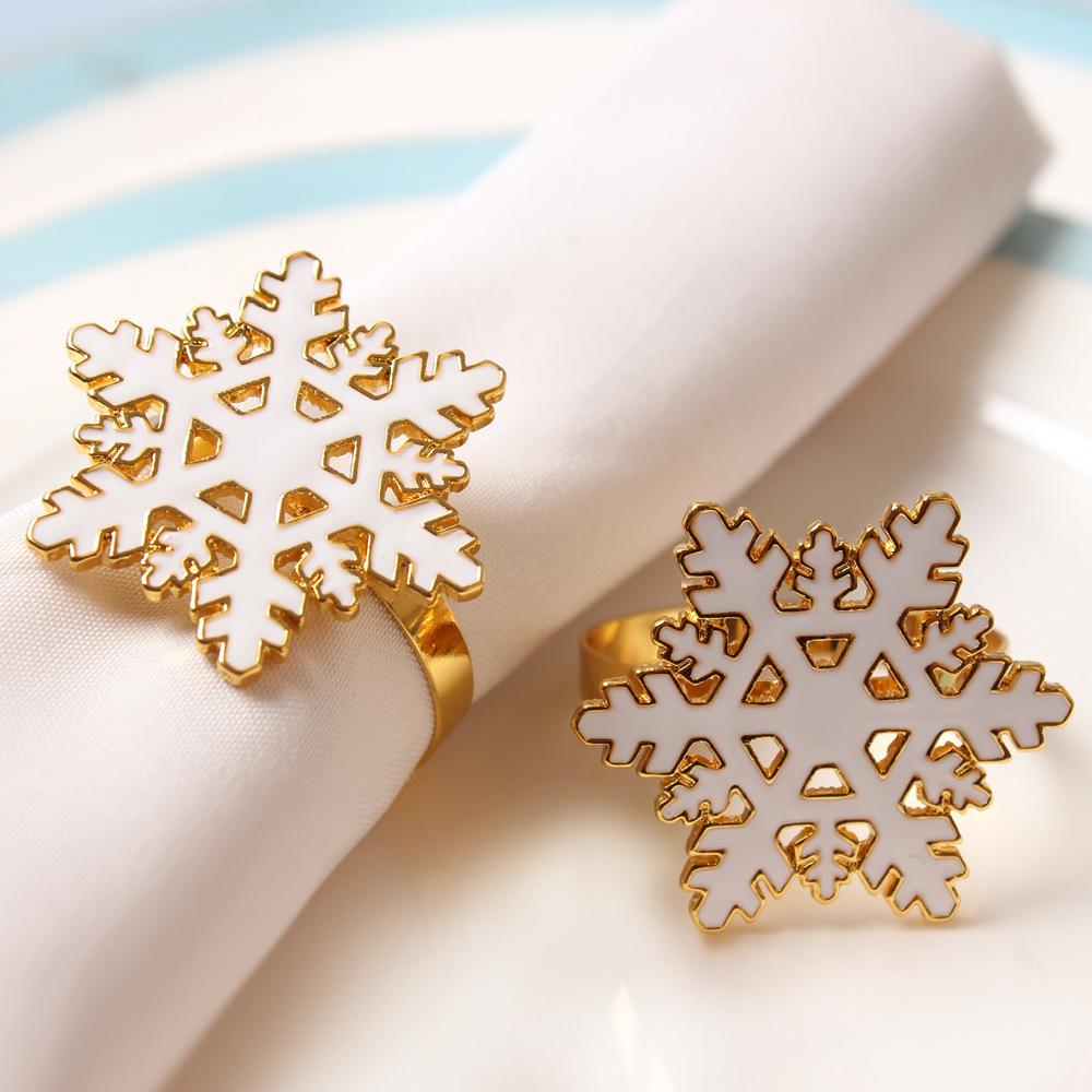 4PCS Table Napkin Ring,Christmas Napkin Buckle, Gift box, Snowflake Crafts Holder Handmade Party Supplies Christmas Decorative