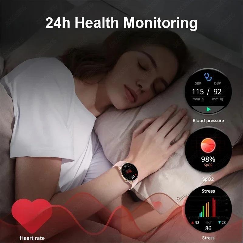 SACOSDING AMOLED Smart Watch Women Always On Display Clock Bluetooth Call Voice Control IP68 Waterproof Fitness Bracelet Smartwatch Women