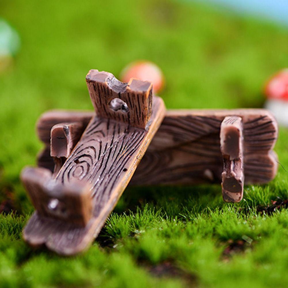 Romantic Mini Wooden Chair Figurine Dolls Succulents Bonsai Ornaments DIY Resin Love Stool