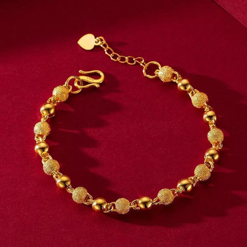 1Pc New Gold Plated Ball Beads Bracelet Women Girls Fashion Chain Wedding Jewelry Gift