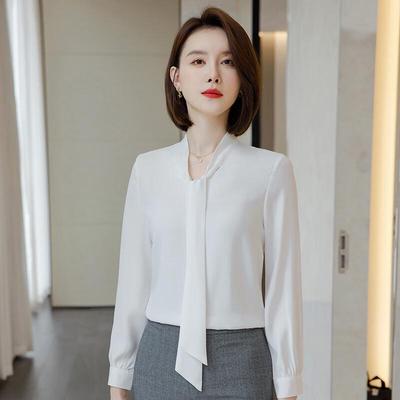 Women's Chiffon Long-Sleeve Tie-Neck Blouse