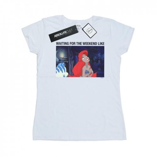 

Disney Womens/Ladies The Little Mermaid Waiting For The Weekend Cotton T-Shirt білий
