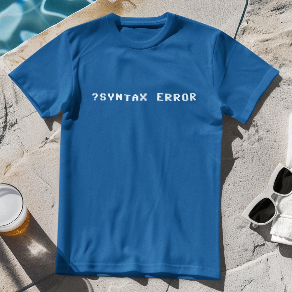 ?SYNTAX ERROR T-SHIRT - 8 Bit Home Computing 80s Gaming Retro Gamer Basic Coding Unisex T-Shirt XL