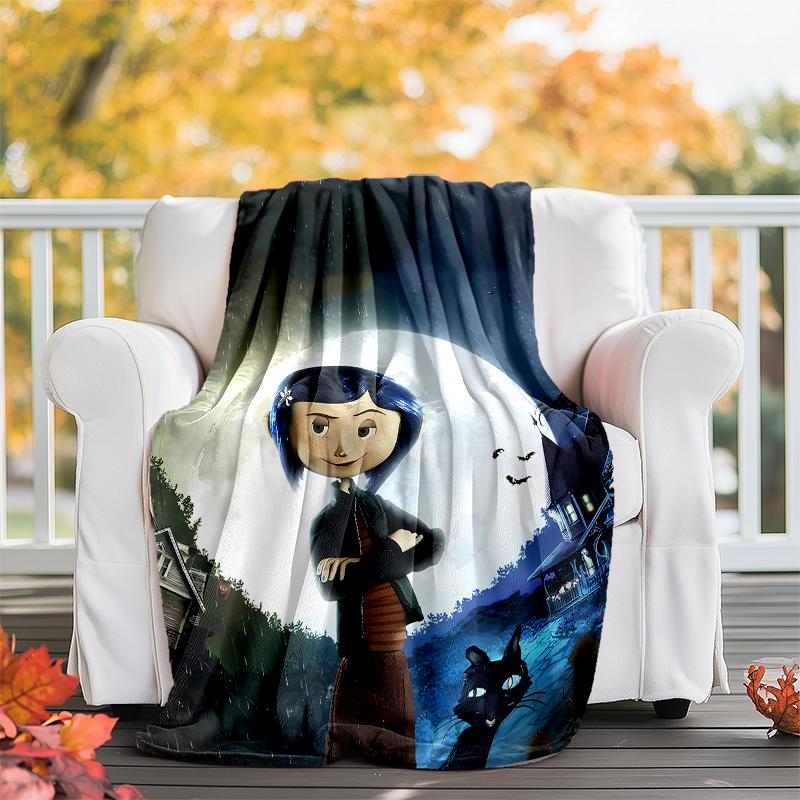 Coraline Theme Printed Blanket - Perfect for Couch, Bed, Travel & Outdoor Use | Machine Washable, Cozy & Durable.
