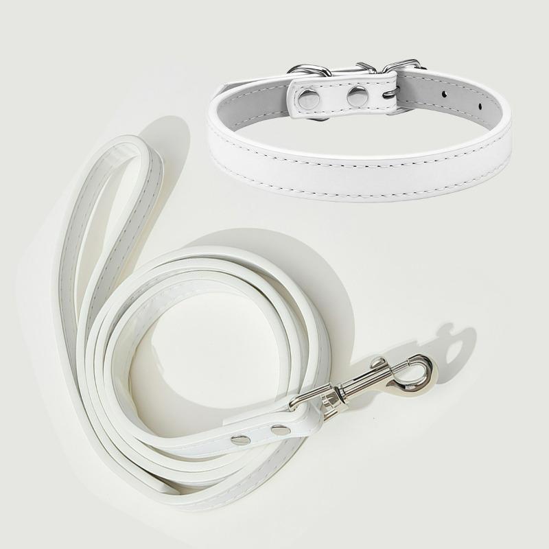 Pet Collar Large Dog Chain Waterproof and Wear-resistant Dog Cat Collar PU Leather Medium and Small Dog Bell Collar