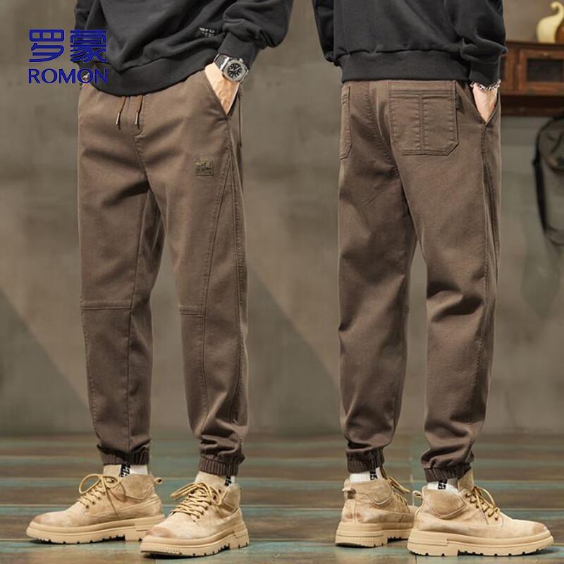 ROMON Men's Loose Fit Thickened Casual Cargo Pants