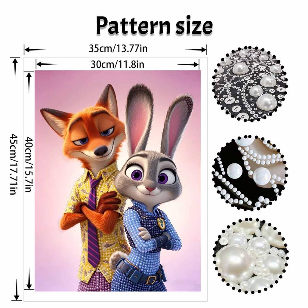 Disney DIY Pearl Painting Zootopia Judy and Nick's Creativity Decorative Painting Creative Ornaments Friends Gifts Desktop Furnishings Home Decoration