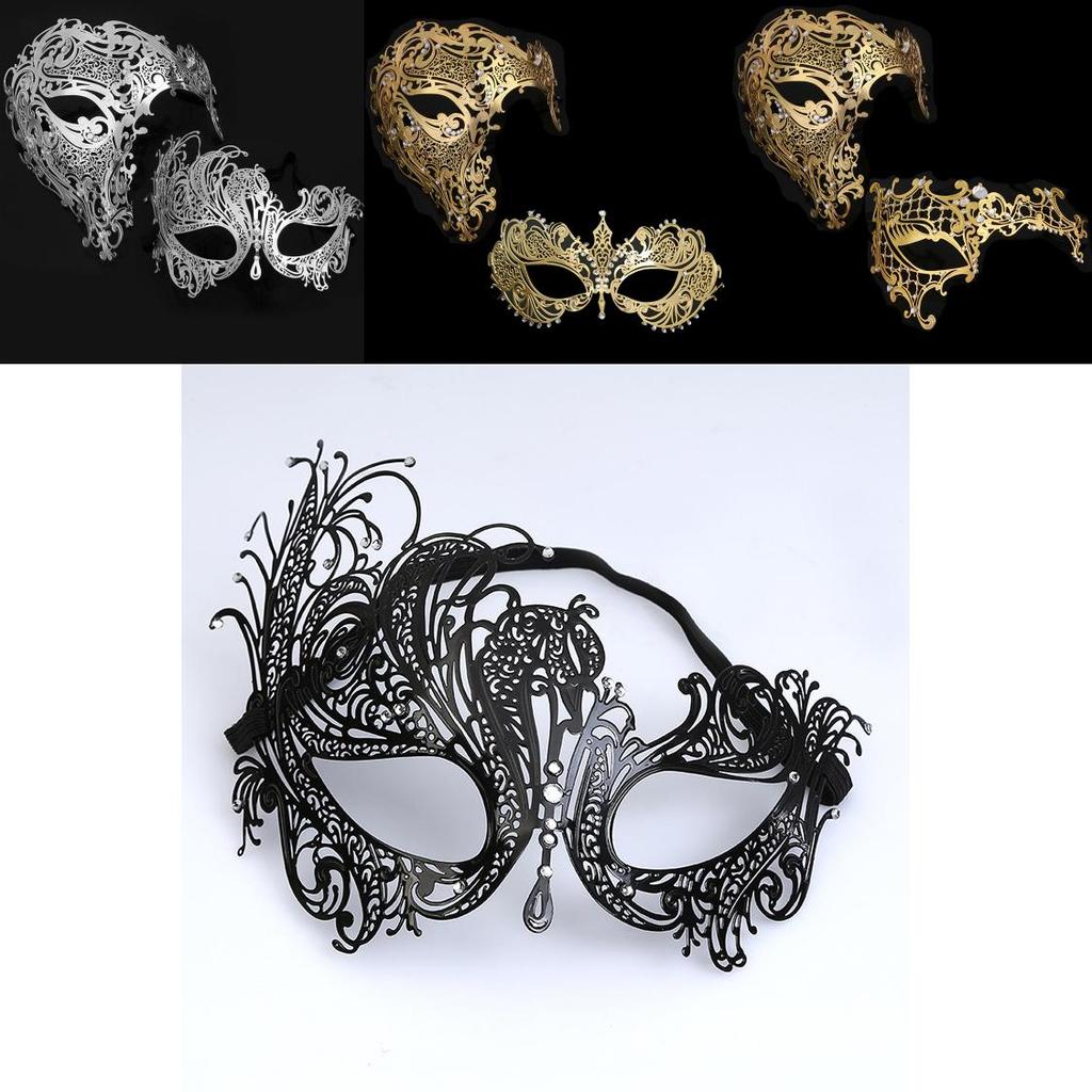 Metallische Halbmaske mit glitzernden Verzierungen für Hochzeiten, Halloween und Veranstaltungen