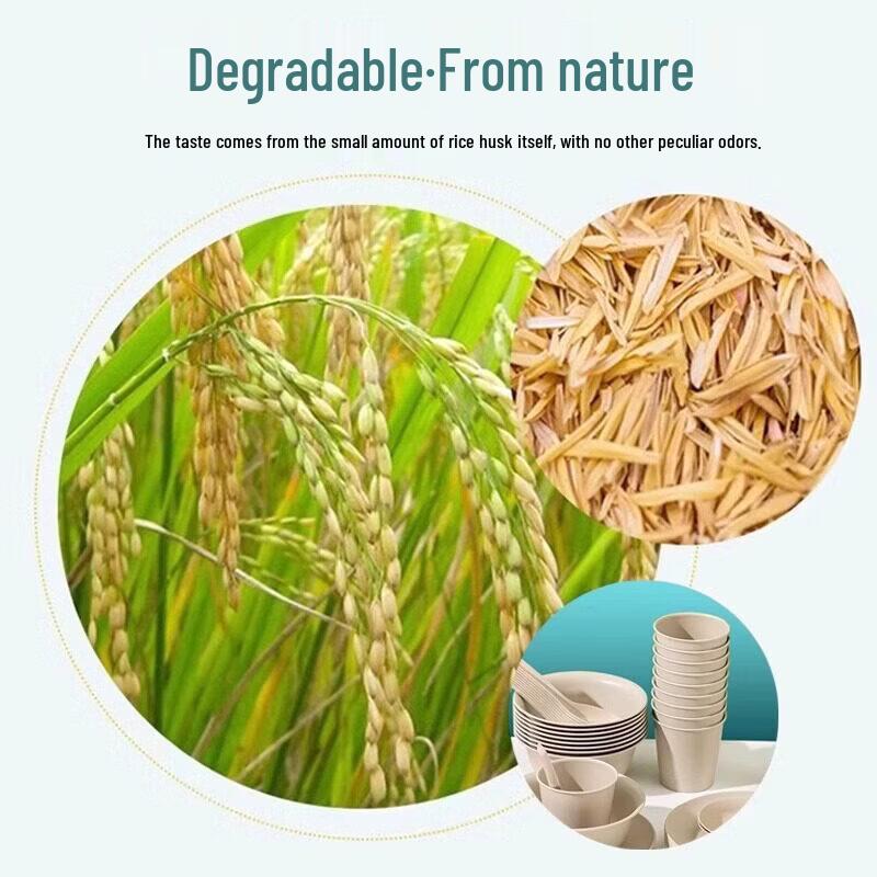 Eco-Friendly Rice Husk Disposable Tableware Set