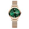 Women's Watch with Stainless Steel Strap, Calendar, and Luminous Light (Green)