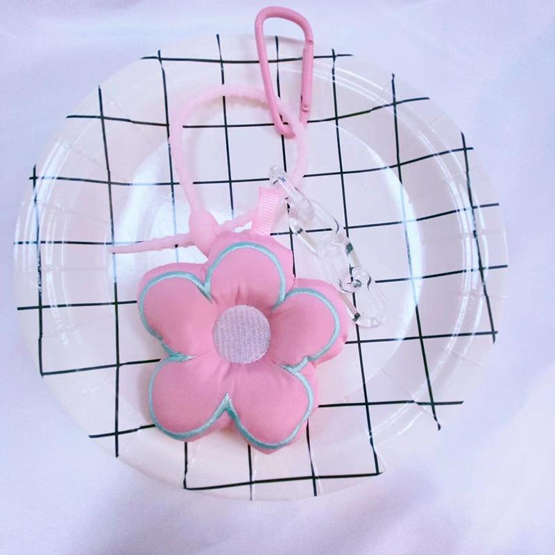 Trendy Cartoon Cherry Blossom Keychain - Embroidered Cotton Flower Pendant Accessory