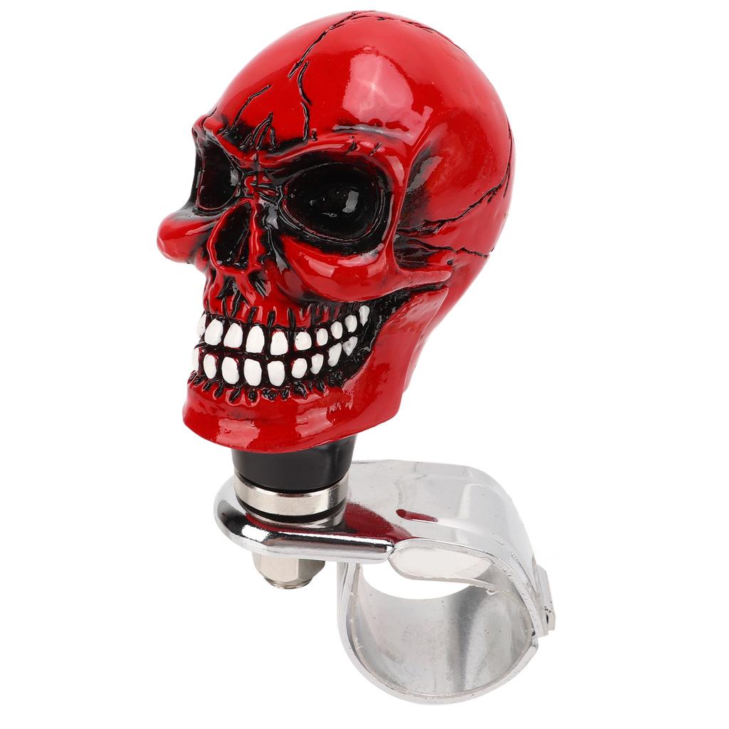 Skull Shape Steering Wheel Knob 3cm Diameter Resin Turn Knob Spinner Booster for Cars Trucks Tractors Boats Red