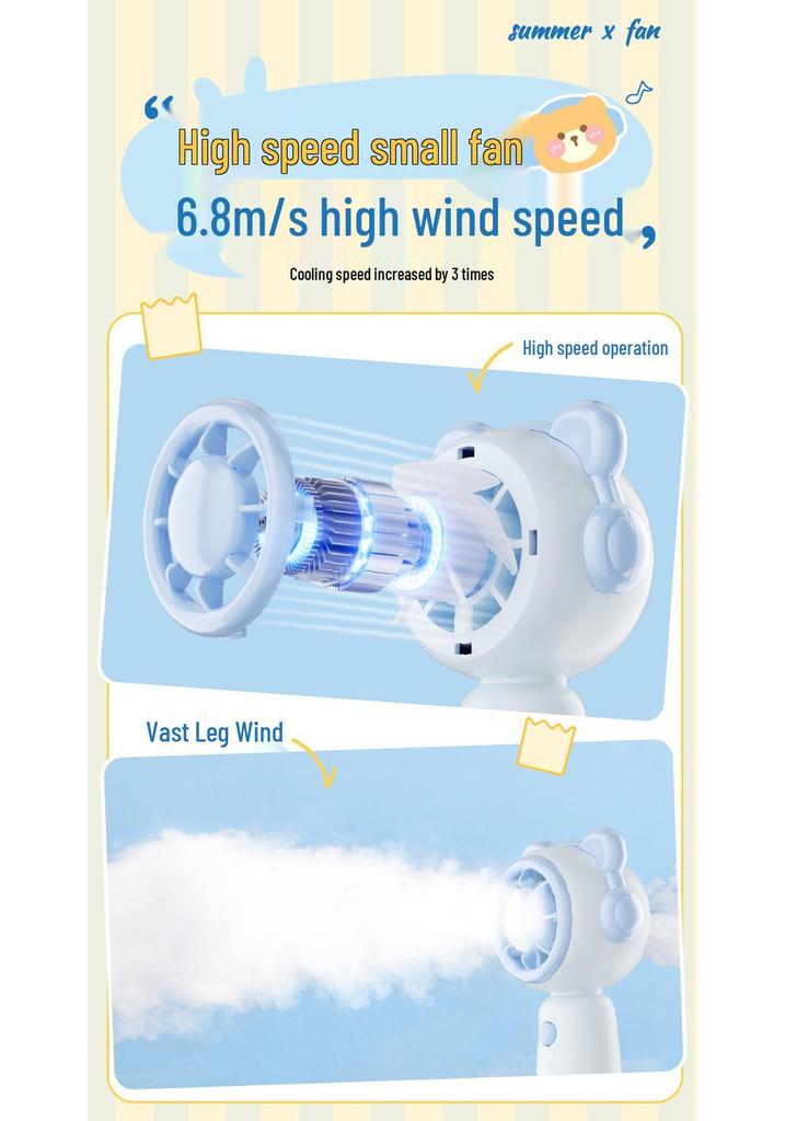 USB Rechargeable Mini Silent Cartoon Handheld Fan for Children - Portable Desktop Electric Toy Fan