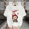 Polyester Fiber Material Fun Cartoon 3D Printing Labbubu Loose Short-sleeved T-shirt Round Neck Top Unisex