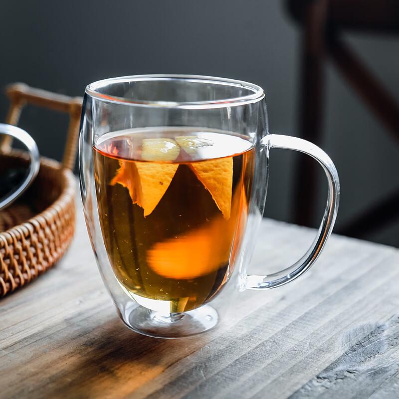 Shangqi Egg-Shaped Double-Wall Glass Mug with Handle