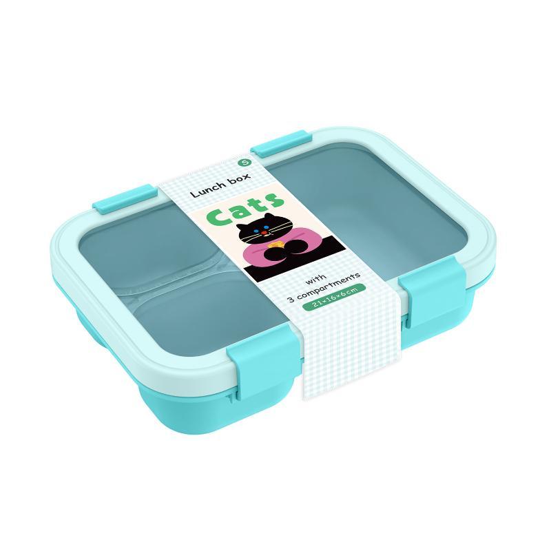 Bento Lunch Box Leak Proof 3 Compartments Portable Food Storage Box for Kids School Office Outdoor Picnic