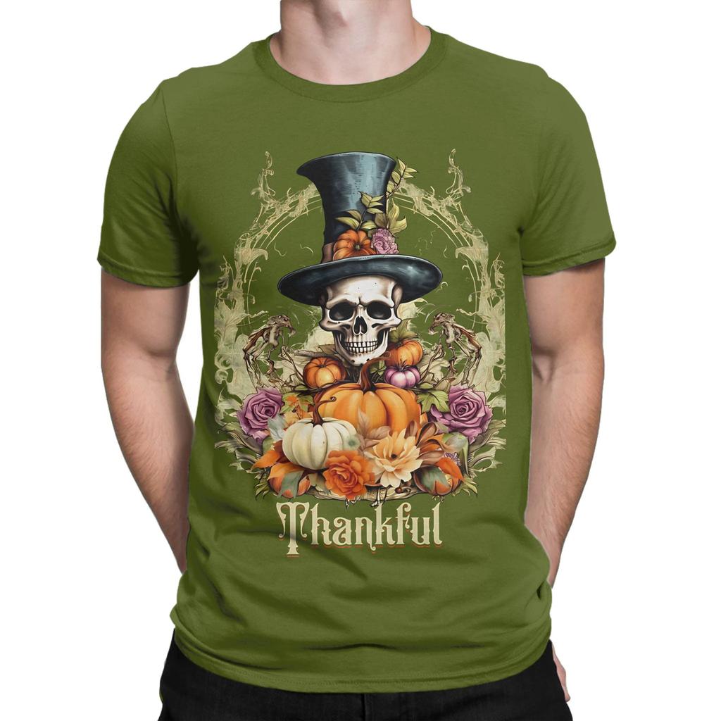 Goth Creepy Skeleton Thankful Funny 100 Cotton Tshirt Halloween Tees Tops For Unisex