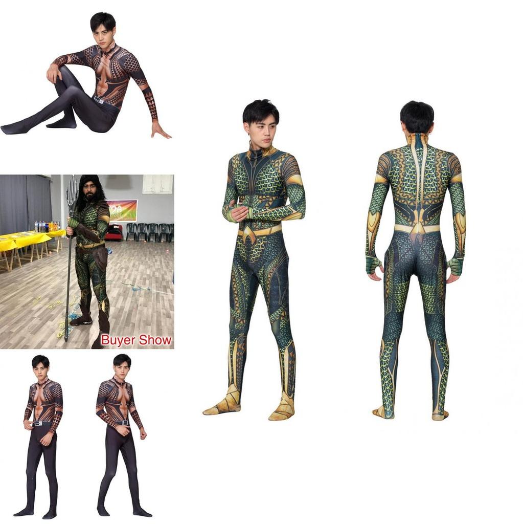 Aquaman Arthur Curry Cosplay Kostüm Bodysuit Perfekt für Halloween Cosplay**