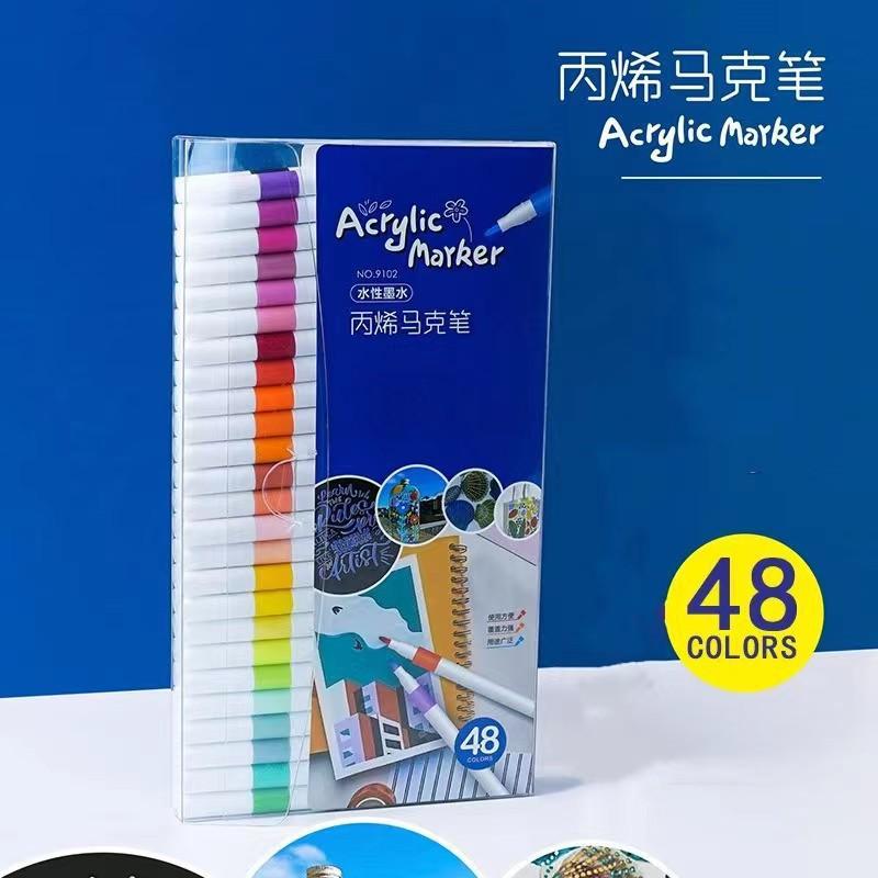 Acrylic Marker 24-Color Quick-Drying Watercolor Pen Children'S Art Ceramic Stone Graffiti Painting Press-Free Brush