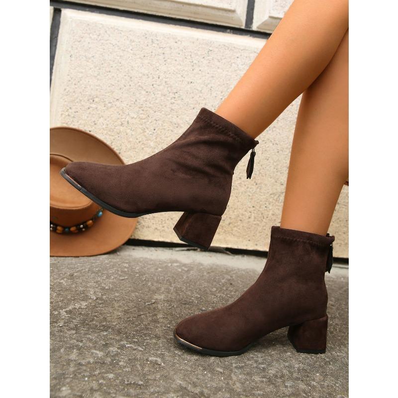 Quadratische Zehenpartie Mittelhoher Absatz Martin Boots Damen 2025 Winter Neu Schlankmachend Übergröße Mode Stiefel