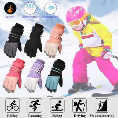 15-18Years Winter Children Ski Gloves Kids Boys Girls Snow Skating Snowboarding Windproof Warm Ski Gloves Outdoor Sports Gloves
