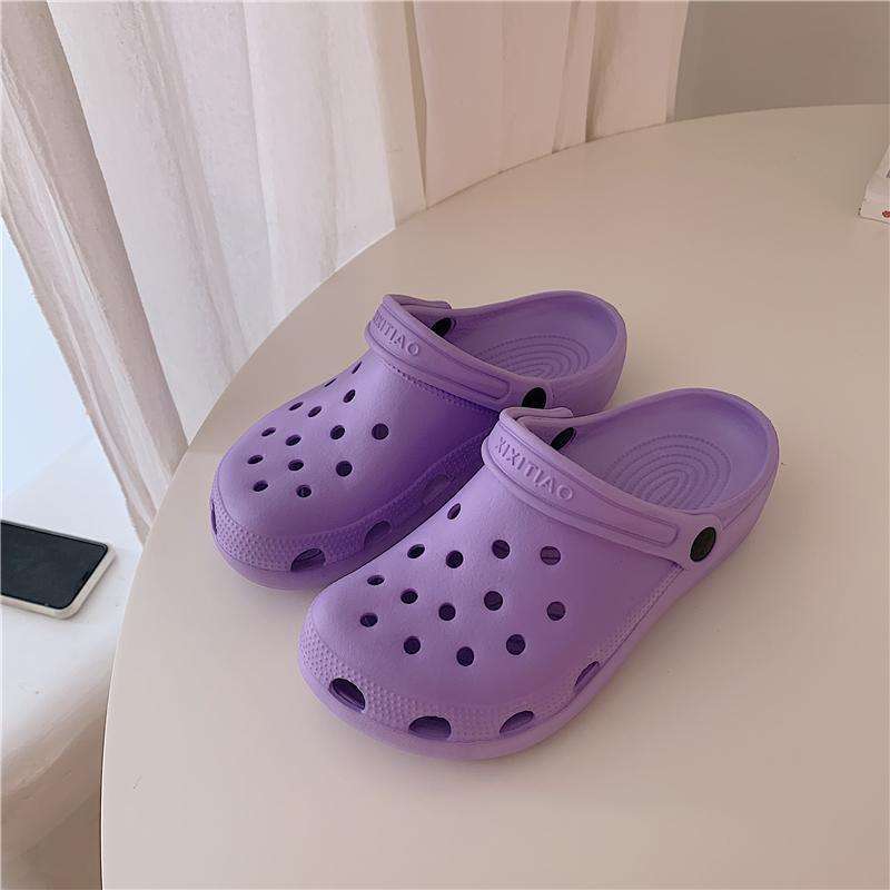 Korean new hole shoes ins cartoon cute couple bag head cool slippers men and women comfortable nurse shoes non-slip