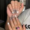 24Pcs Marble Gradient Gold Foil Long Coffin False Nails Full Cover Detachable Press On Nail Tips