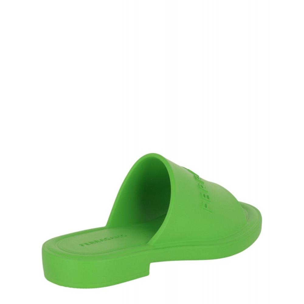 Salvatore Ferragamo Giuneva Slides Embossed Green