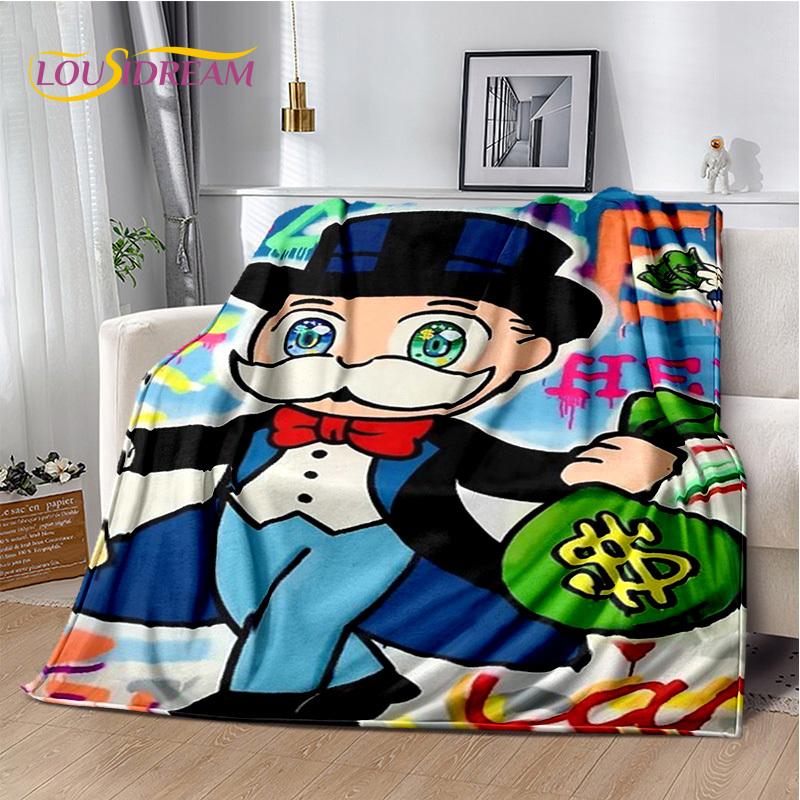 Rich Man Game Monopoly Dollar Cartoon Blanket,Soft Throw Blanket for Home Bedroom Bed Sofa Picnic Travel Office Cover Child Gift