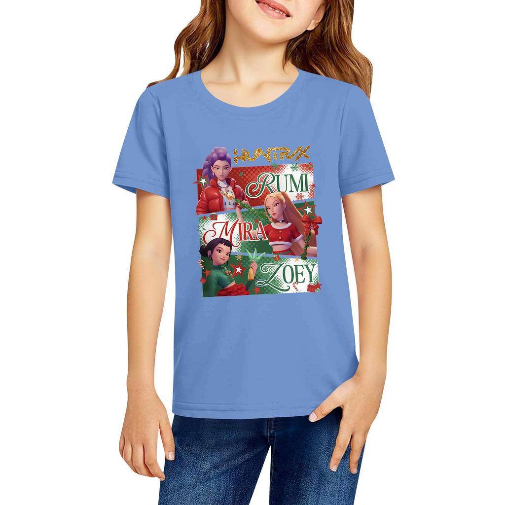 Fashionable Round Neck Short Sleeve Work Clothes Printed Tops For KID Summer Tops