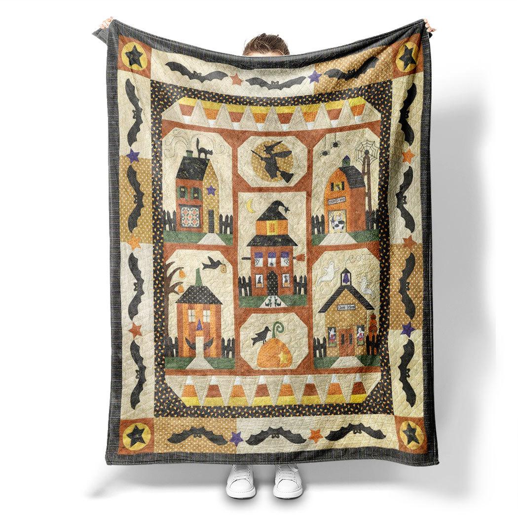

Halloween Witch Castle Printed Blanket for Sofa Bed Travel Camping Living Room Office Conditioning Blanket for All Seasons Gifts 75x90cm