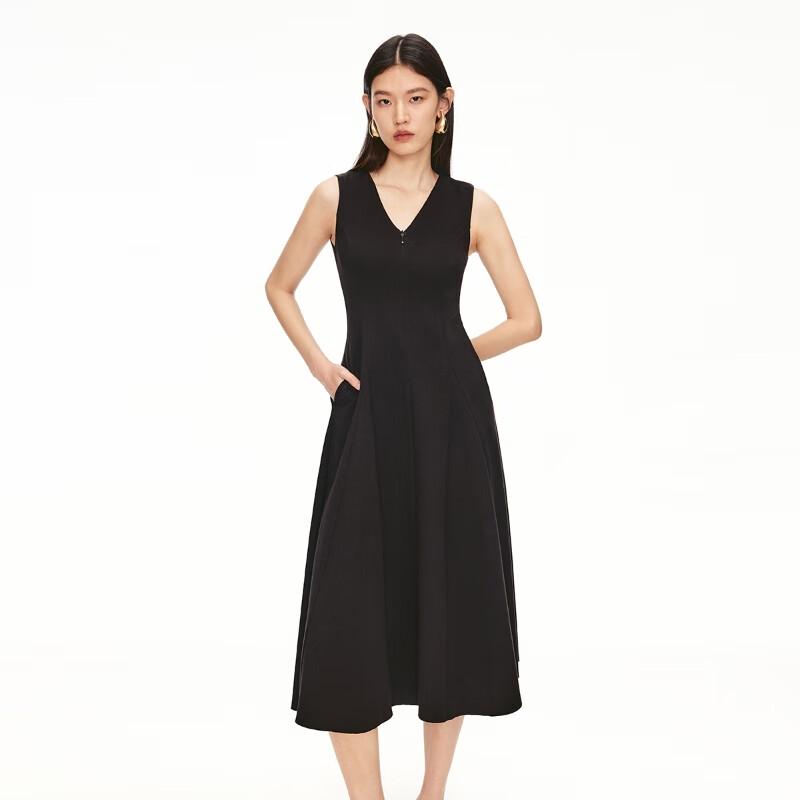 VEROMODA V-Neck High-Waist Gathered Little Black Dress