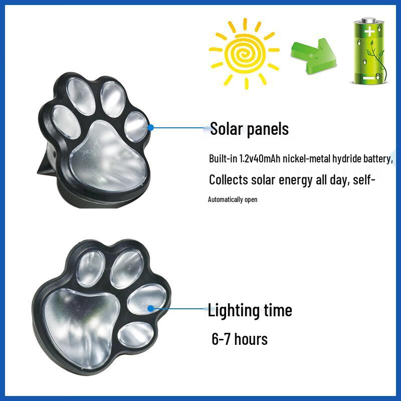 Solar Powered Animal Paw Print Garden Lawn Lights (5-Pack)