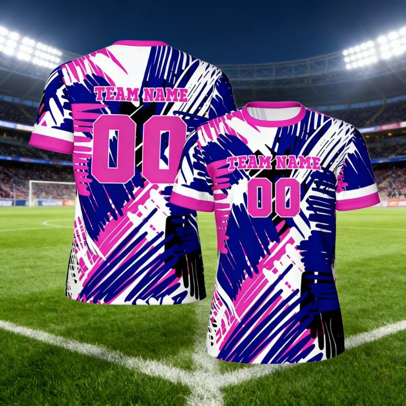 Customized Name and Number Round Neck Football Sportswear Comfortable Fit Personalized Party Summer Party Outdoor Leisure