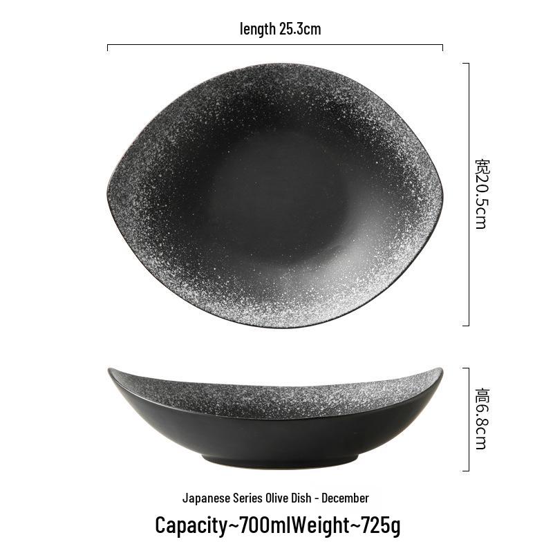 Japanese Olive Stone Pattern Ceramic Plate for Pasta and Pizza