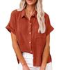 Summer Womens Casual Cotton Short Sleeve Shirt With Color Block Patching For Office Wear