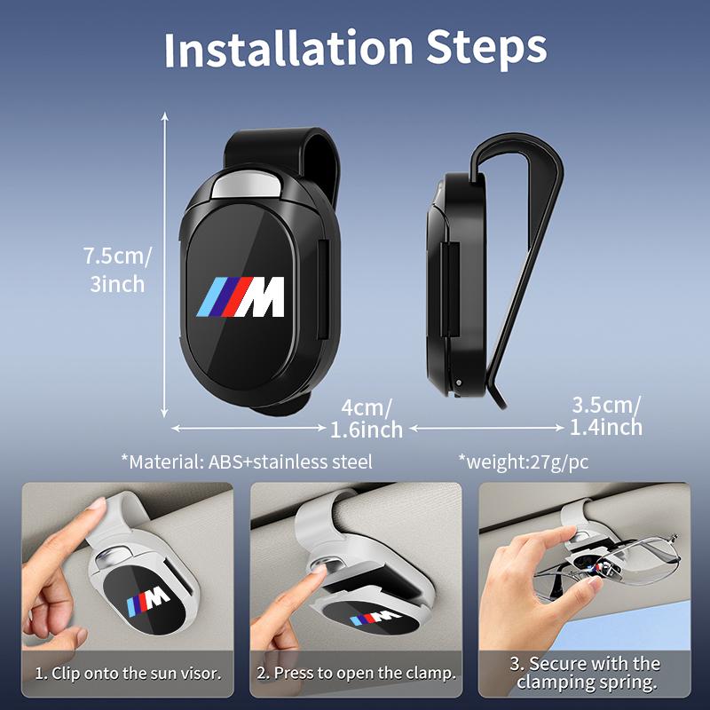 UVGK5 Car Sun Visor Clip Glasses Bracket Card Holder Sunglasses Support For BMW M F10 F20 F30 F40 F15 F25 F26 F31 F49 E62 E83 E84