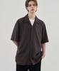 DRAW FIT Textured Open Collar Knit Shirt [Brown]