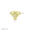 Copper Plated Zirconium Lucky Tree Cross Open Ring Women'S Light Luxury Design Hand Jewelry
