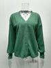 2025 Elegant V-Neck Lace Pullover Sweater - Women’s Autumn/Winter Long Sleeve Knitwear