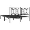 Metal Bed Frame with Headboard Black 135 X 190 Cm