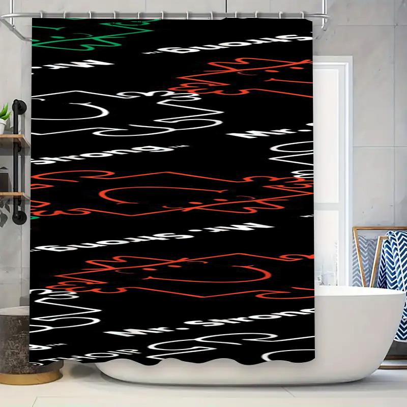 

Black Red White Bathroom Shower Curtain Waterproof Washable Modern Decorative Size Available For All Kinds Of Bathroo W60H190(CM)-1 Pcs