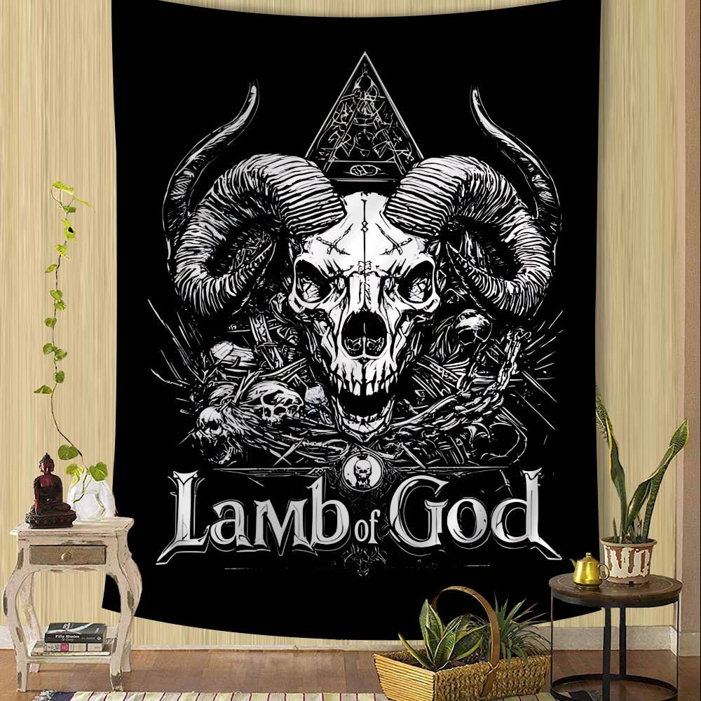 American Metal Band L-Lamb Of God Tapestry Art Printing Japanese Wall Tapestry Anime Wall Hanging Home Decor