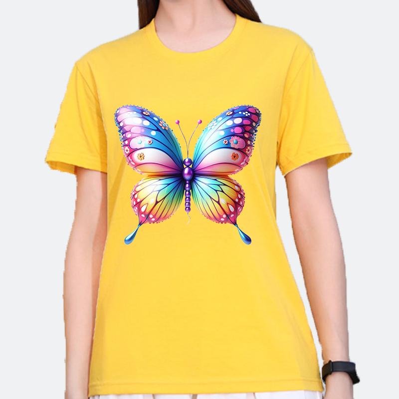 Cute Butterfly Printed TShirt Short Sleeve Aesthetic Graphic Womens Harajuku Top Casual Fashion TShirt