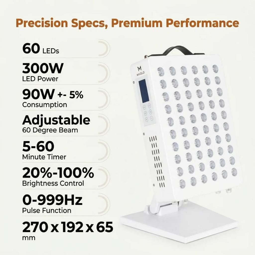Mvolo® Elite Series 306 Infrared Light Lamp – Red Light & Infrared Light Device for Home Wellness & Skin Care