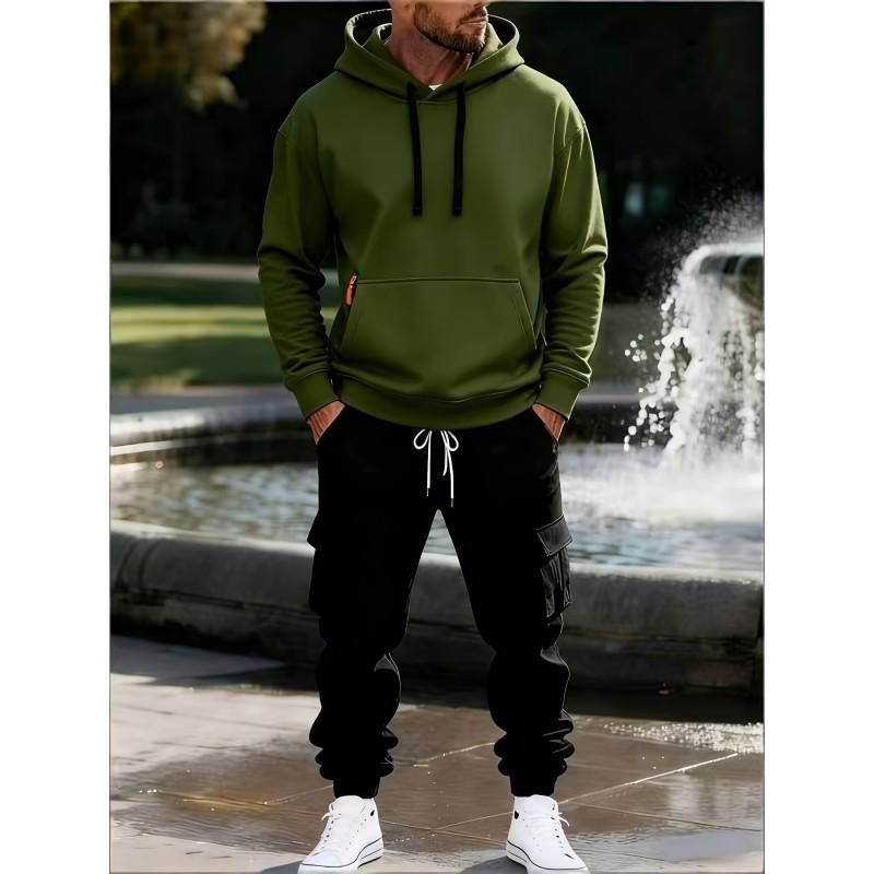 Mens Fleece Hoodie Tracksuit Set Casual Winter Jogging Suit