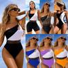 2025 European & American Women's Color Block Patchwork One-Piece Swimsuit